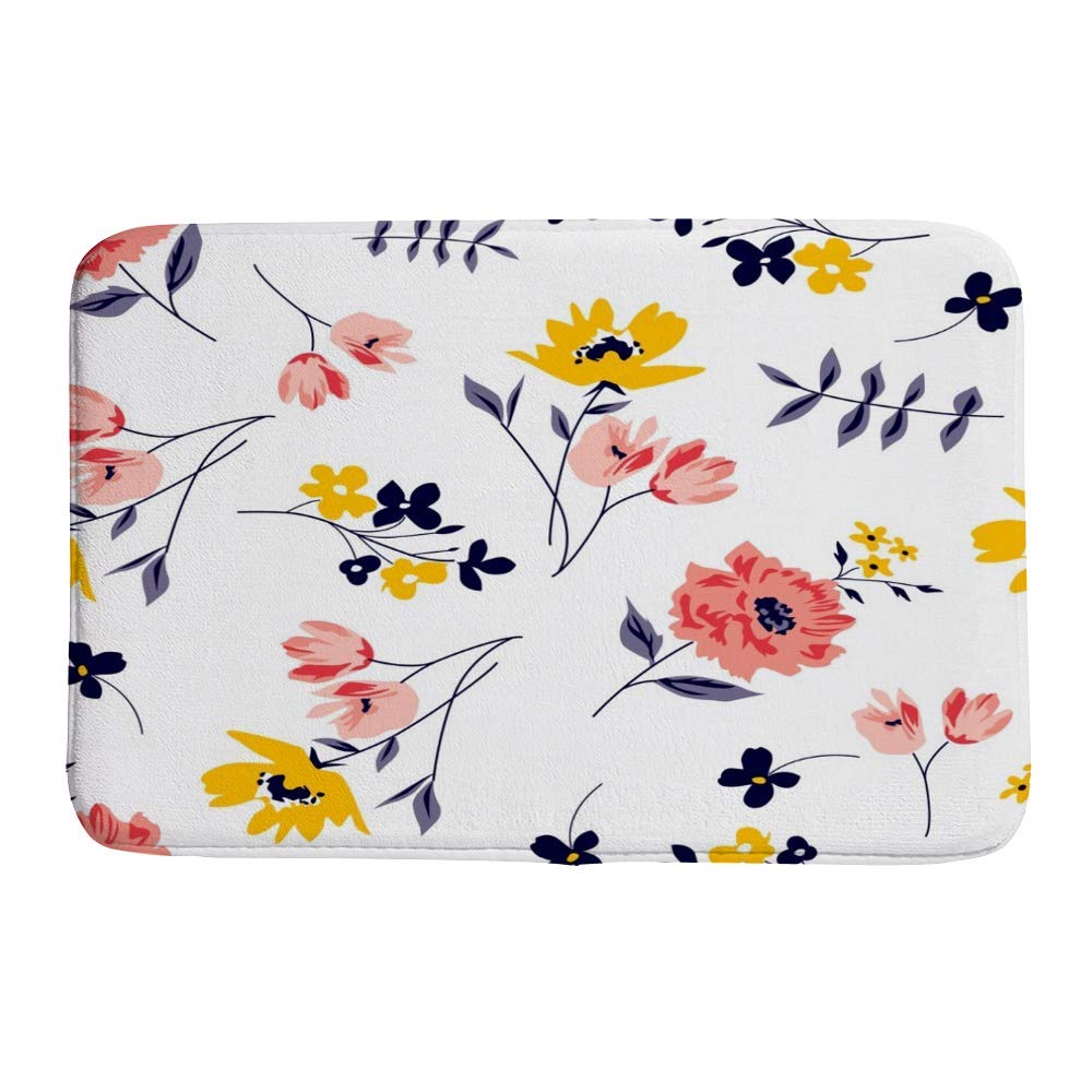 Tapis de douche antidérapant grand format fleurs de printemps lavable en machine