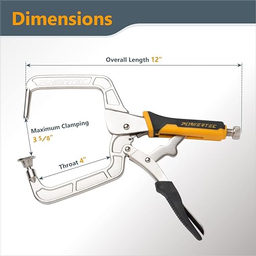 Miniatura 6 de POWERTEC Abrazadera para Agujeros de Bolsillo, Abrazadera de Ángulo Recto de 12" de Liberación Rápida para Ensamblaje de Agujeros de Bolsillo