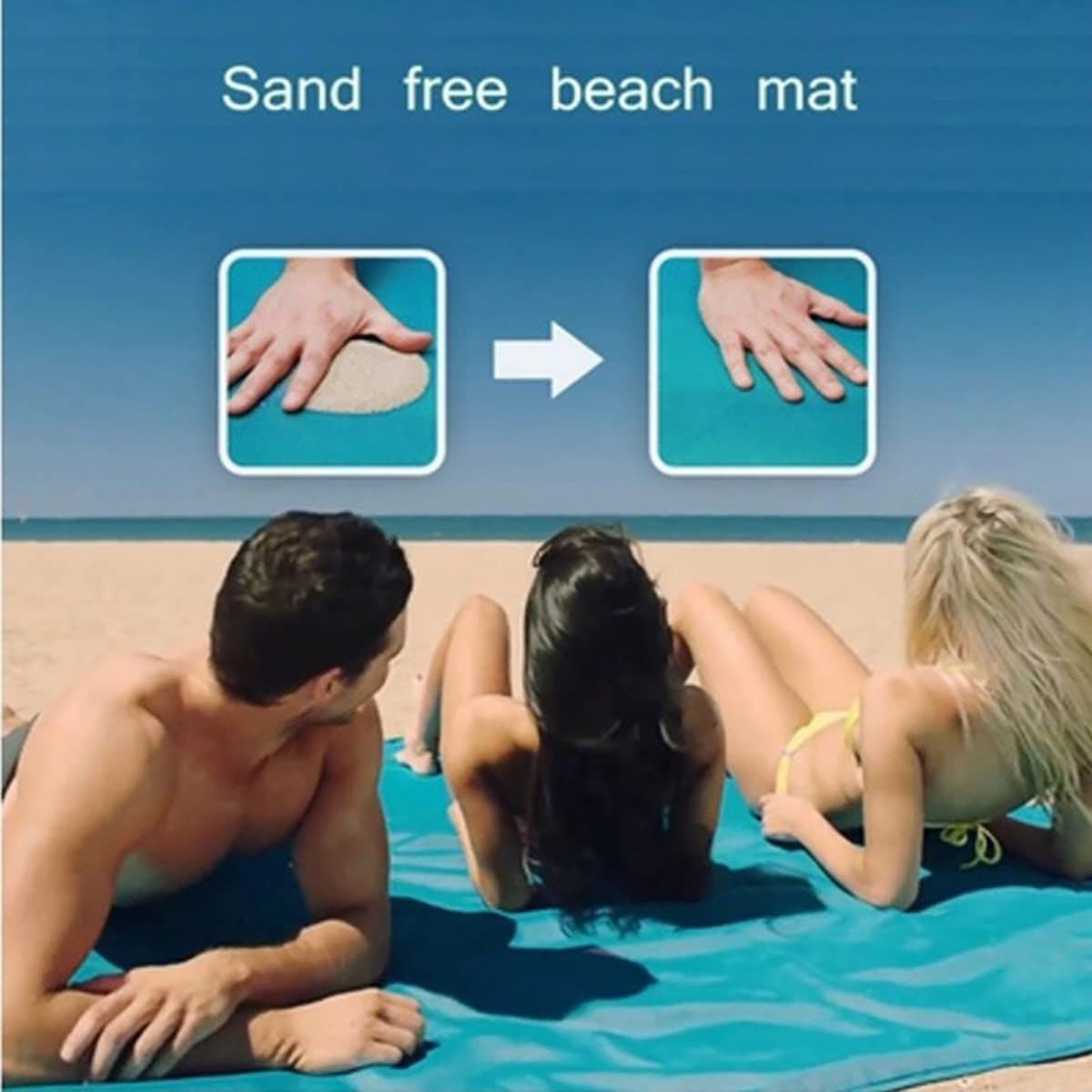Tapis de Plage Anti Sable, Grand Couverture de Plage 200×200 cm, Natte de Plage Portable Résistant, Couverture Pique Nique Antisable Pliable pour Exterieur Plage Pique Voyages Camping Jardin