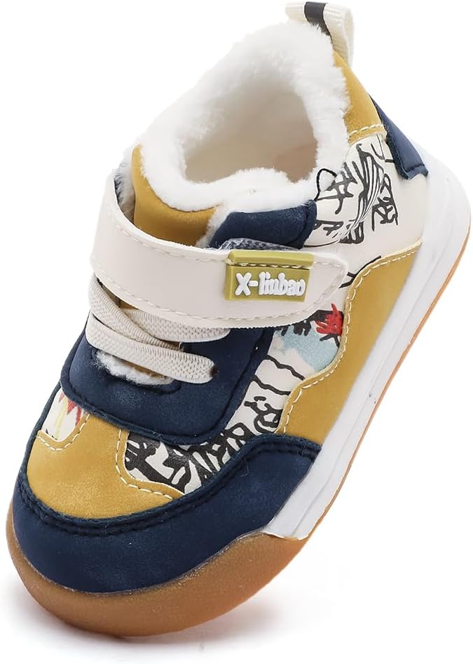 Baby Shoes forToddler Boys Girls Warm Sneakers 1-3Years with Fleece Lining Non-Slip Warmest Winter First Walkers Outdoor Boots