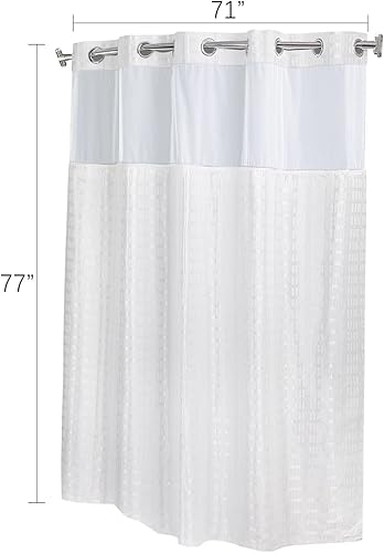 Miniatura 4 de FBTS Basic Cortinas de ducha sin ganchos con forro de 71 x 77 pulgadas, cortinas de ducha de tela de dos capas para baño, forro reemplazable,