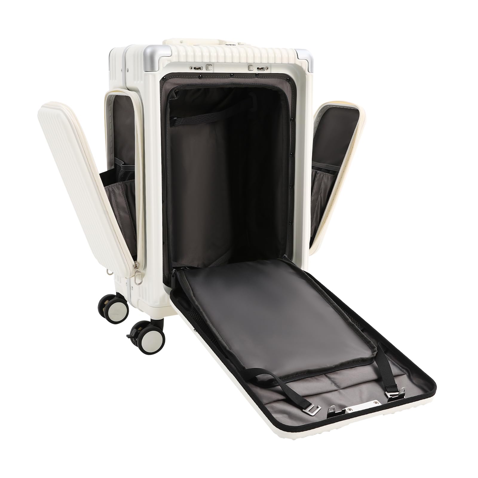 Maleta de Viaje de 20 Pulgadas, 3 Compartimentos de Apertura, Maleta de Equipaje de Mano, maletín de Equipaje, Conector USB, Cerradura de combinación TSA, Soporte para Bebidas, PC