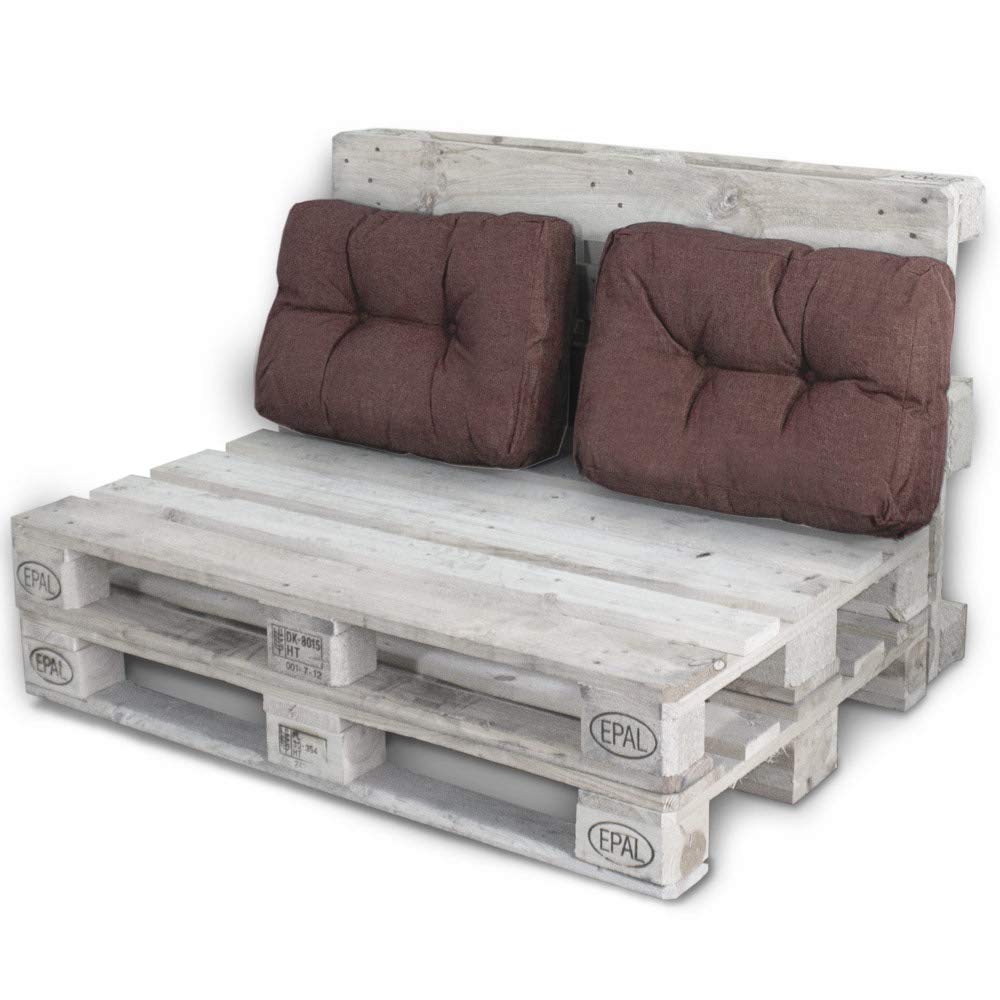 LACESTONE Palettenkissen Palettenauflagen Sitzkissen Rückenlehne Kissen Palette Polster Sofa Couch (Set 2X Seitenteil, Braun)