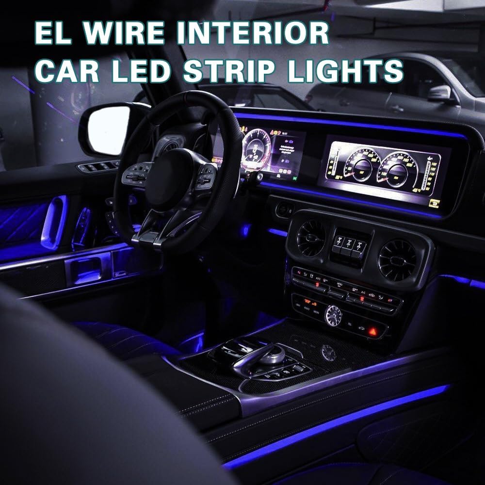 EL Wire Interior Car LED Strip Lights, Ambient Lighting Kits
