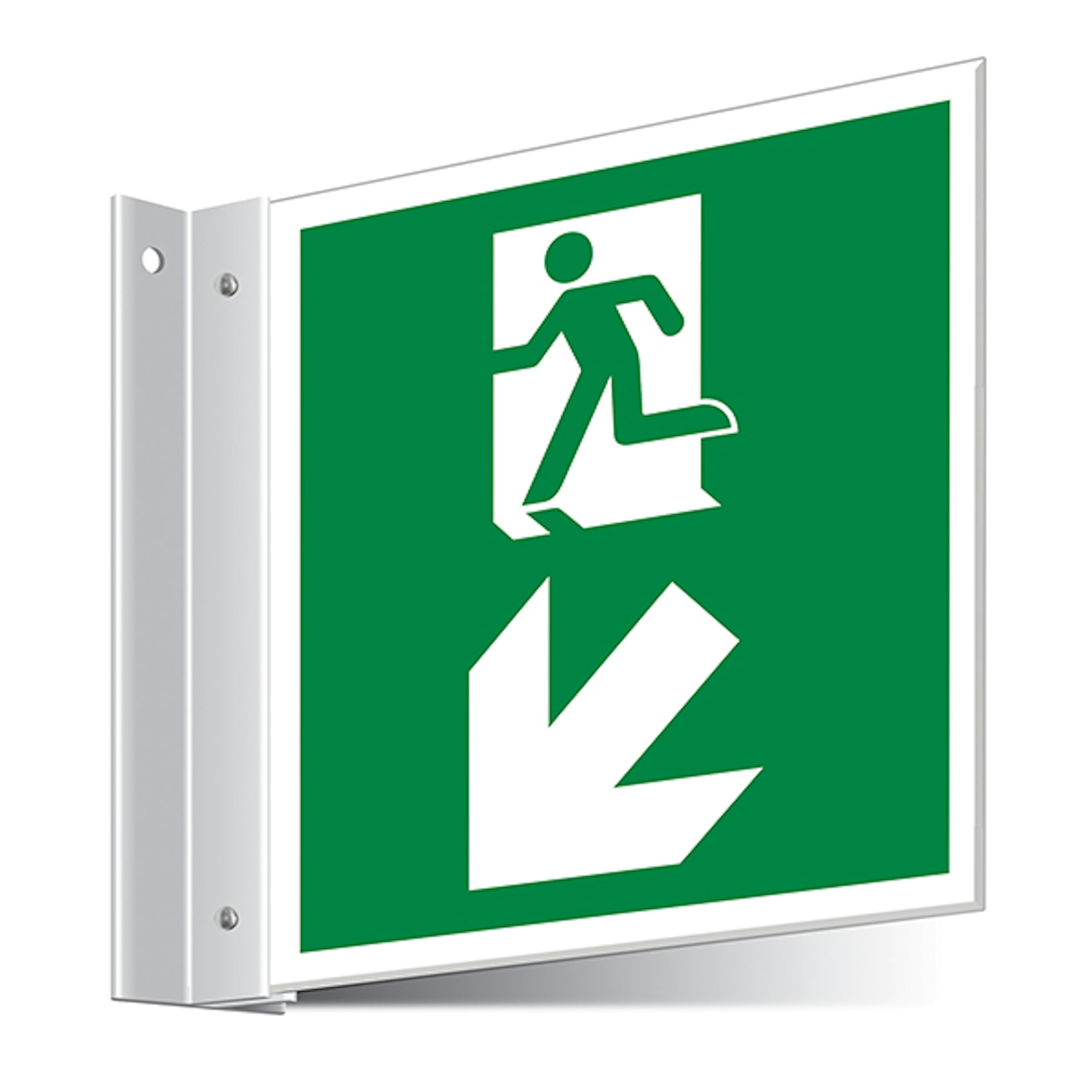 V Safety Fire Exit Down Left/Right Corridor Sign 150 x 150 mm - 3mm Indoor Palboard Safety Sign