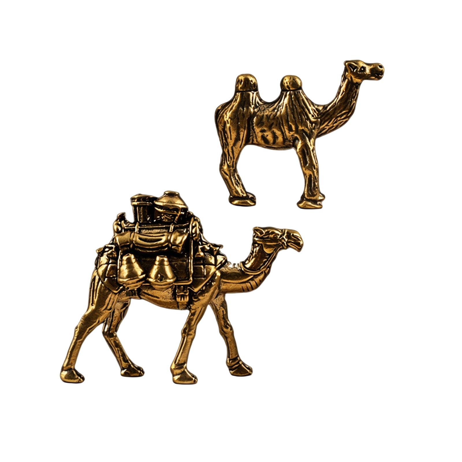 Hredwep 2 Piece Miniature Brass Camels Statuettes Cultural Chinese Antique Animal Figurine Ornaments for Living Room Decors Fengshuis Offices Decors