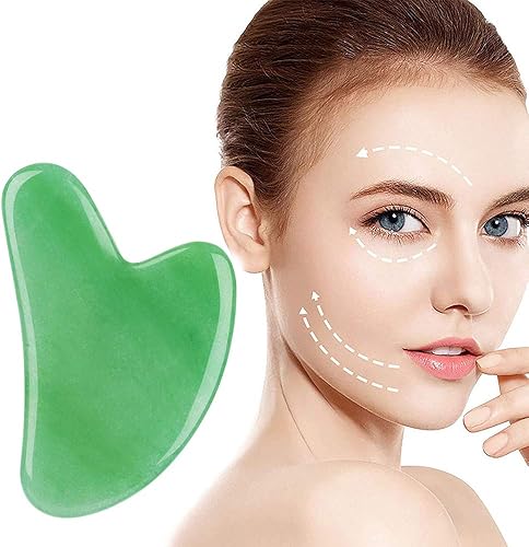OKELA Black Gua Sha - Herramienta de masaje facial para raspar  Herramienta de masaje facial de cuarzo rosa  Herramienta raspadora tradicional para