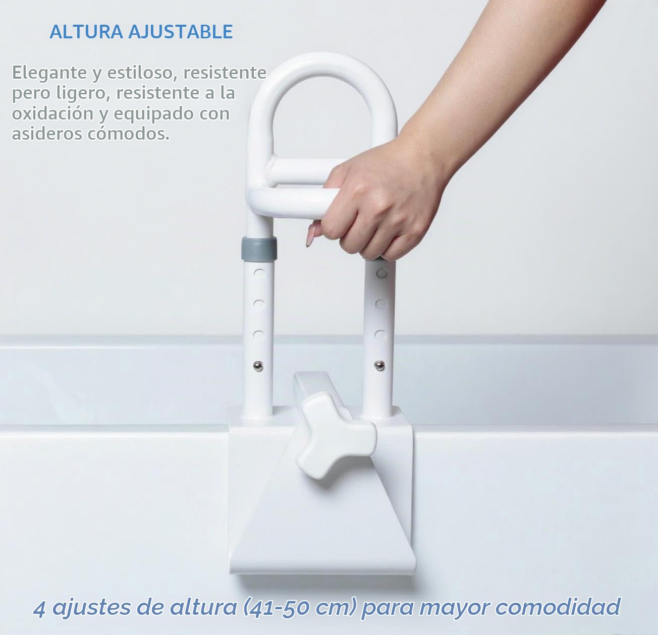 Asa Bañera Regulable 8-17 cm, Agarraderas Baño, Barra Bañeras Seguridad Sin Taladrar, Ayuda para Entrar en la Bañera, Asa de Seguridad Baño para Mayores, Discapacitadas, Embarazadas