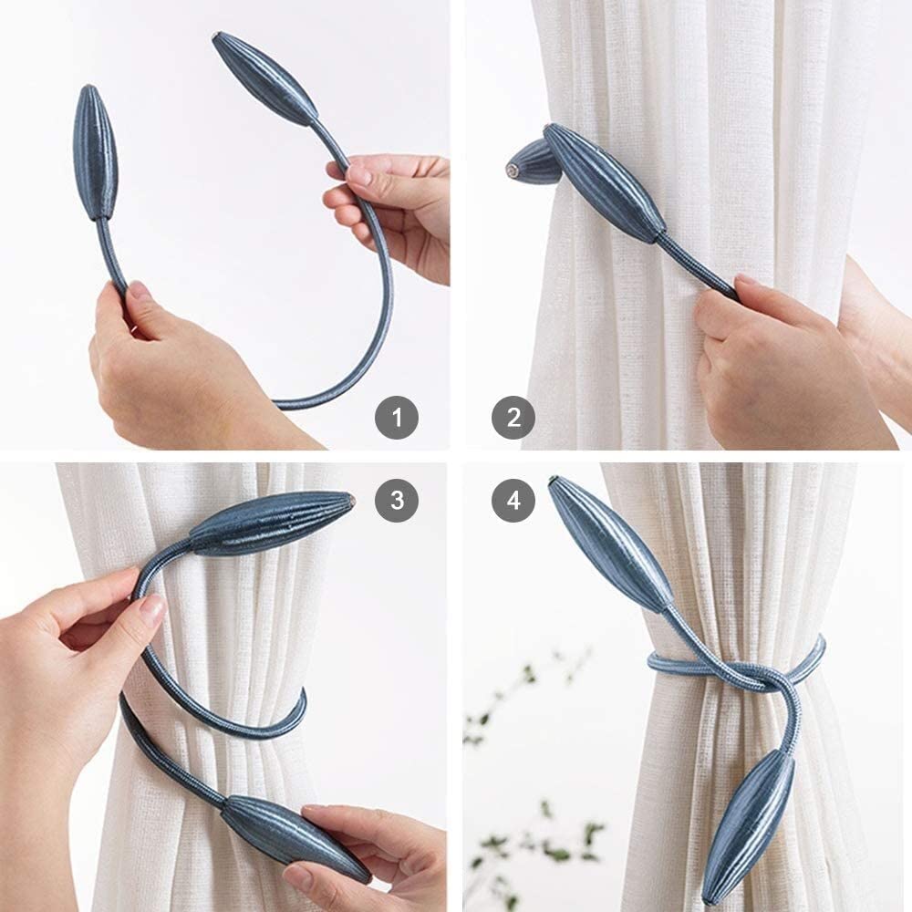 Embrasses de Rideaux, 4 Pièces de Sangles de Rideau En Forme de Boucles de Support de Tissage de Rideau Pour La Décoration de Bureau À Domicile/Bleu