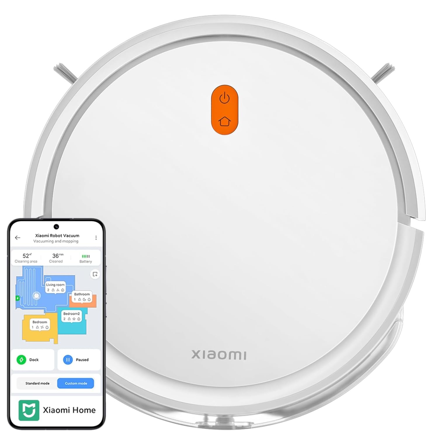 Xiaomi Robot Vacuum E5 - Robot Aspirador y Fregasuelos Potente | Planificación Inteligente de Rutas | Compatible con Alexa y Google Home | Succión de 2000PA con 3 Niveles de Succión