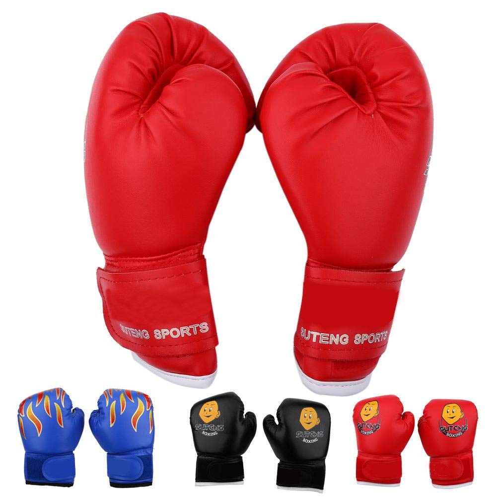 Guantoni Da Boxe Per Bambini Cartoon - Training E Sparring, PU Imbottito, Regolabili, Età 3-12 Anni, Colore Rosso, Dimensioni 23x14 Cm