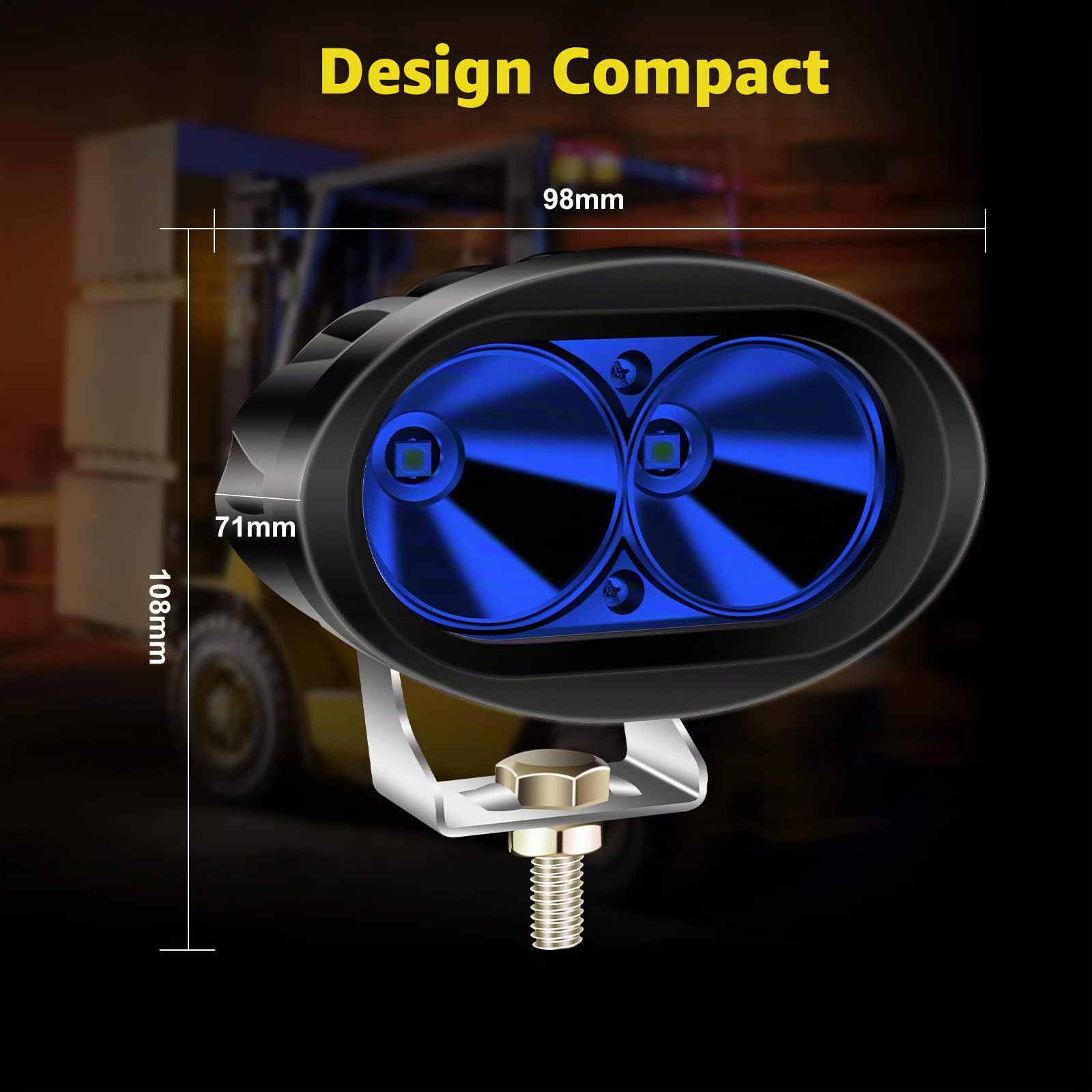 Phare Additionnel Moto LED Bleu 20W - Lampe Avant Ronde Pour Chariot Élévateur, Camion Tout-Terrain, Tracteur - Feux Brouillard 12V/24V - 2 Pièces