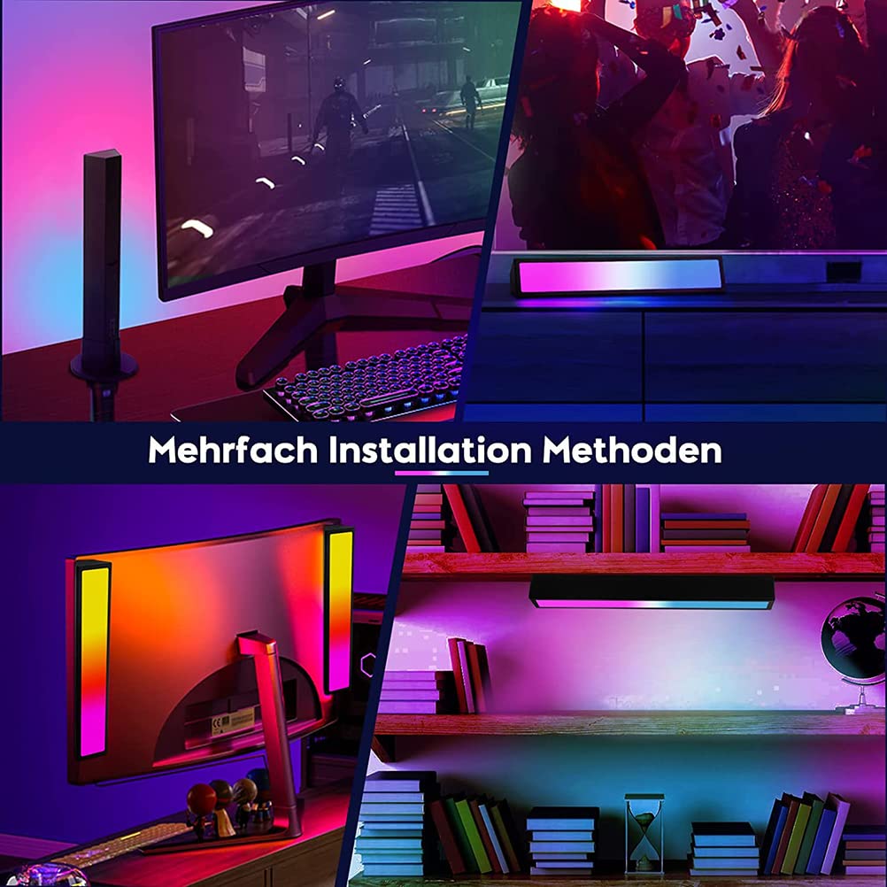 Lampada da tavolo RGB da 2 pezzi, lampada da gioco sincronizzata con la musica, lampada da scrivania del soggiorno dimmerabile, barra luminosa LED Smart con dimmerabile e telecomando