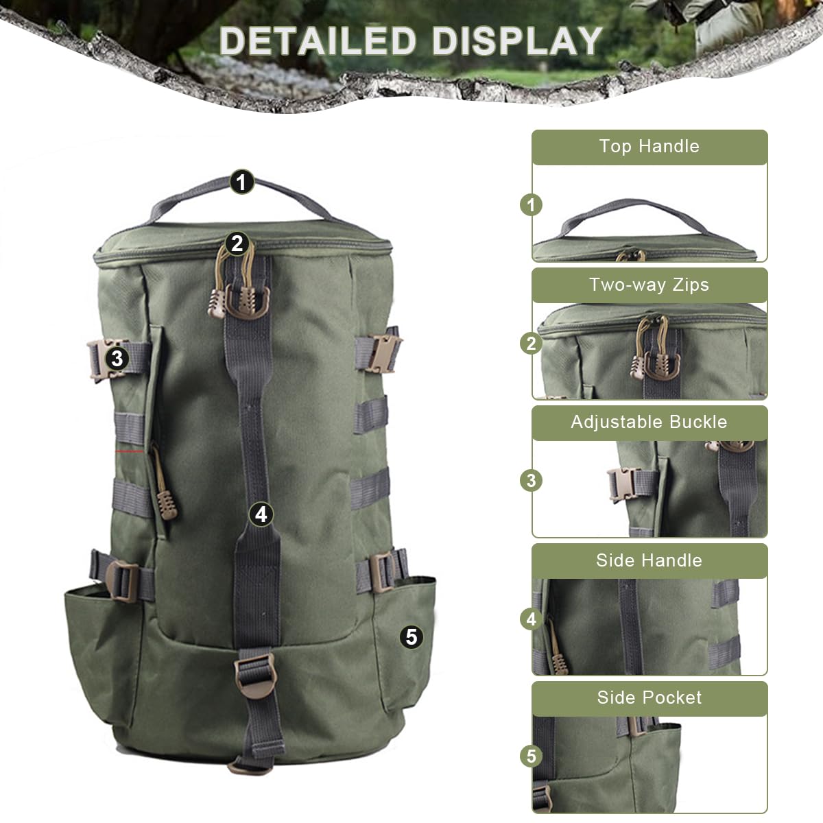 Mochila Pesca,Mochila de Pesca con Bolsillo Principal de Gran Capacidad y Múltiples Bolsillos de Almacenamiento,Mochilas Pesca Multifuncional para Pesca,Camping,Senderismo