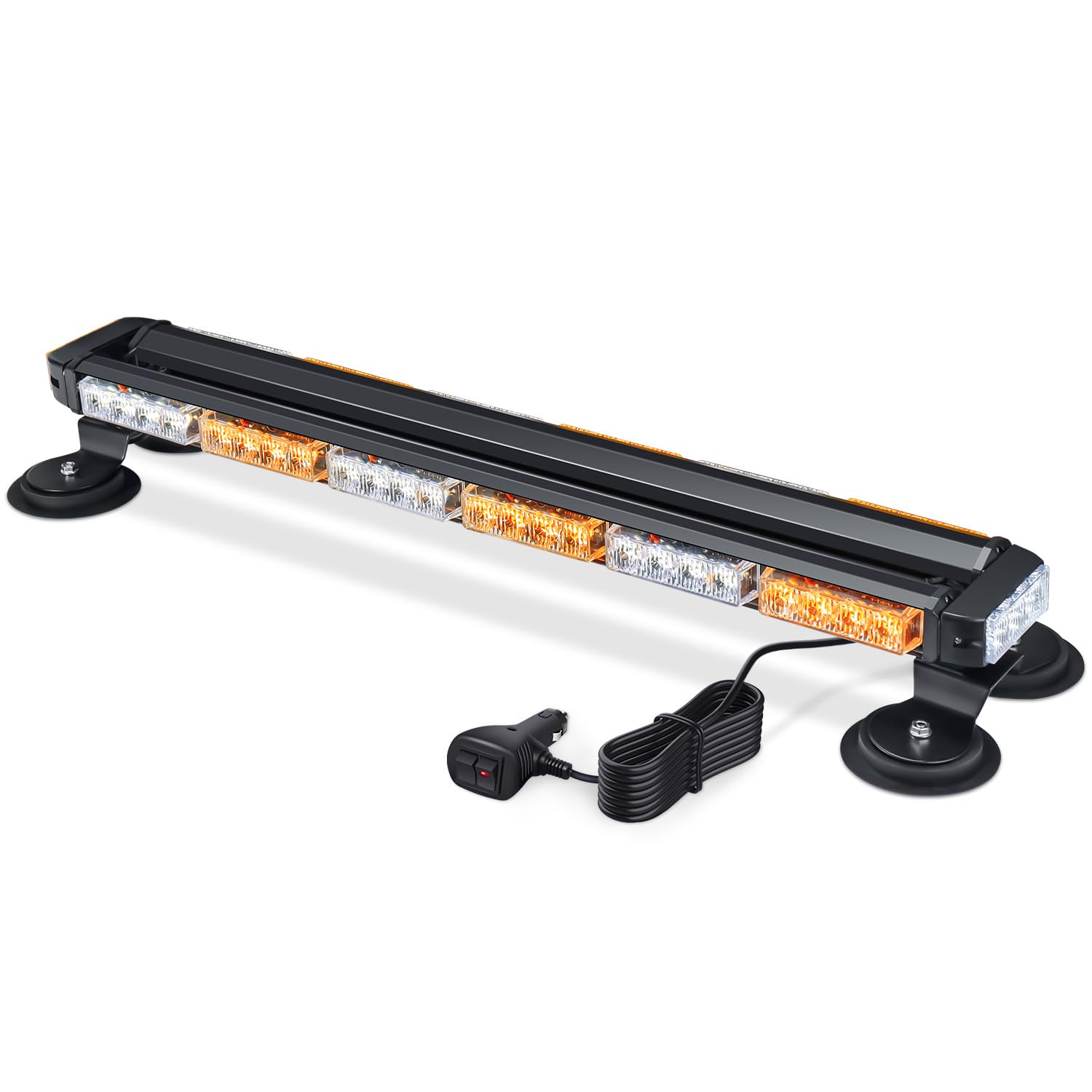 71 cm migająca LED, 12 V-24 V LED żółta i biała dioda ostrzegawcza, migające światła z 20 solidnymi magnesami magnetycznymi do ciągnika z wózkiem widłowym, pojazdy budowlane