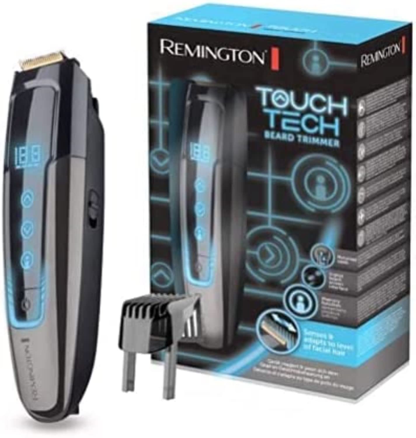 Touch Tech MB4700 Men's Beard Trimmer (Digital Touchscreen Surface, 0.4-18 mm Length Adjustment, Mains/Lithium Ion Battery Operated, Micro USB Charging Function Including Cable)