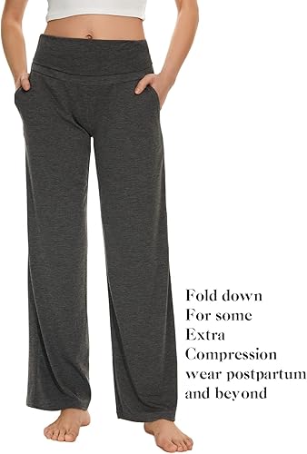 Miniatura 3 de Ecavus Pantalones de maternidad anchosrectos versátiles cómodos palazzo para mujer pantalones elásticos de embarazo