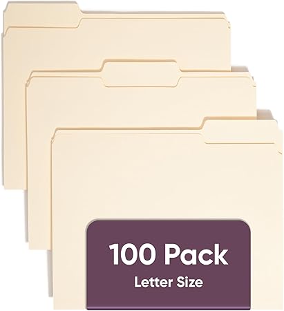 Smead File Folders Letter Sized, 1/3-Cut Tab, Assorted Positions, Letter Size Manila Folders