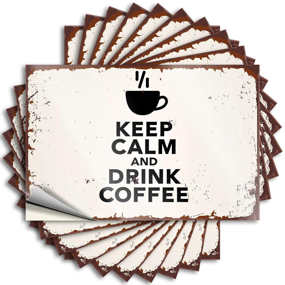 Sticker Good Dorm Door Decorations Helmet Keep Calm and Drink Coffee. - No Residue Decals for Mom(12X18CM)
