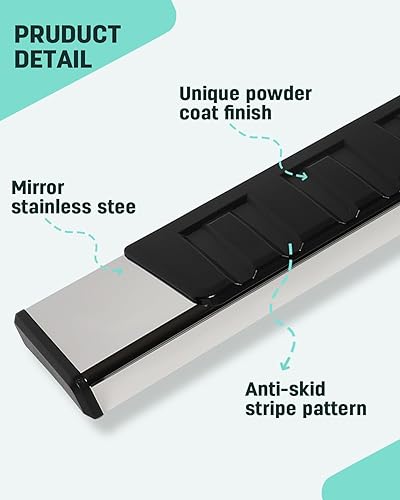 Miniatura 2 de SCITOO Estribos aptos para Crew Cab 2009-2010 para Dodge Ram 1500, 2010 para Dodge Ram 2500 3500, 2011-2018 para Ram 1500 6.4 pulgadas, rieles de