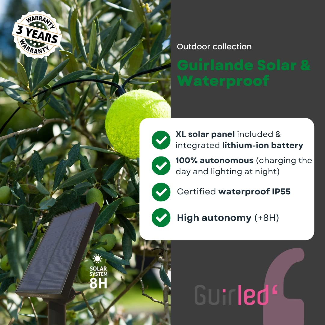 Ghirlanda per esterno sfere luminose LED – Impermeabile IP65 – Pannello solare alta efficienza – On/Off automatico –Arlequin - 32 Sfere