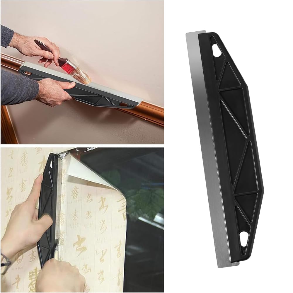 Spatola per Appendere Carta da Parati,Schermo Protettivo per Vernice in Acciaio Iinox da 30,4 cm Antiscivolo Dritto Bordo Vernice Carta da Parati Raschietto Multiuso Strumento per Prevenire Bolle