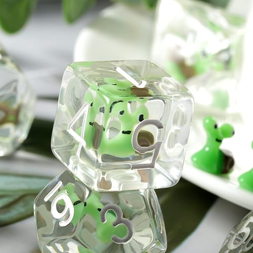 Miniatura 38 de DNDND - Juego de dados DND de resina de 7 piezas con bolsa de terciopelo para juegos de rol D&D y juegos de mesa