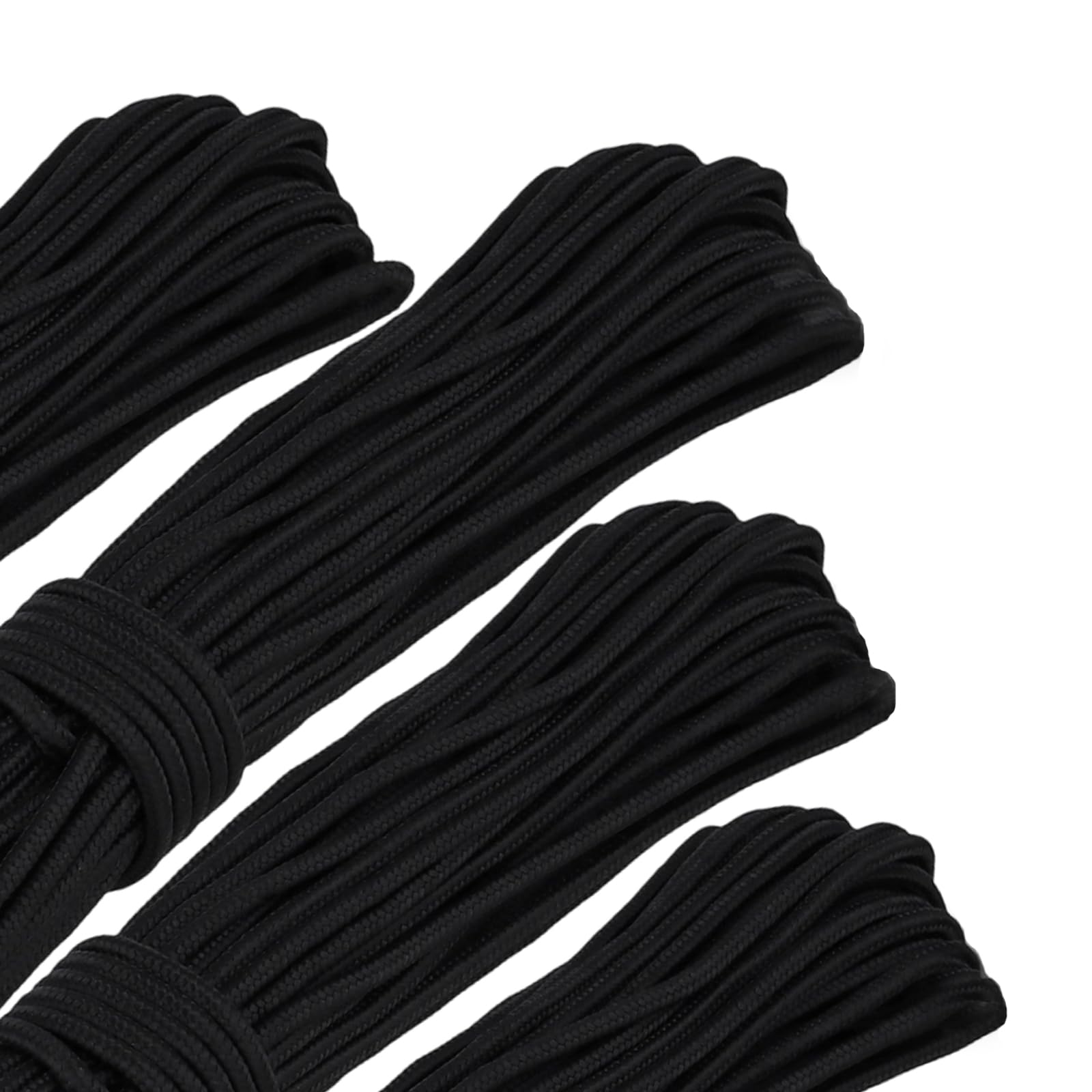 TAICHEUT 4 PCS 6mm x 30m Black Braided Nylon Rope, Heavy Duty Tying Cord, Strong Traction Multipurpose Utility String for Camping, Gardening, Outdoor