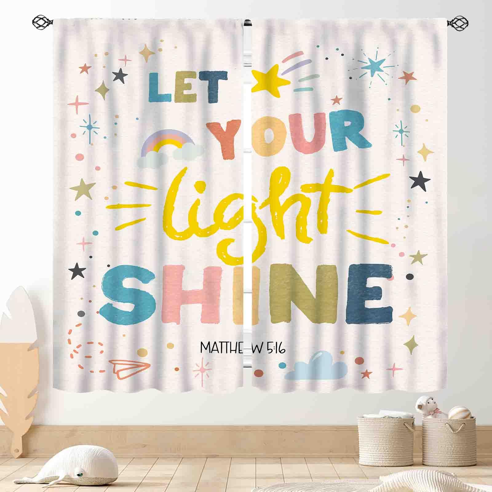 Rainbow Curtains for Classroom, Boho Cute Inspirational Motivational Quotes Rainbow Colorful Pastel Window Drapery for Baby Kids Girls Bedroom Living Room Nursery Bathroom 2 Panels, 63"x72" Inch