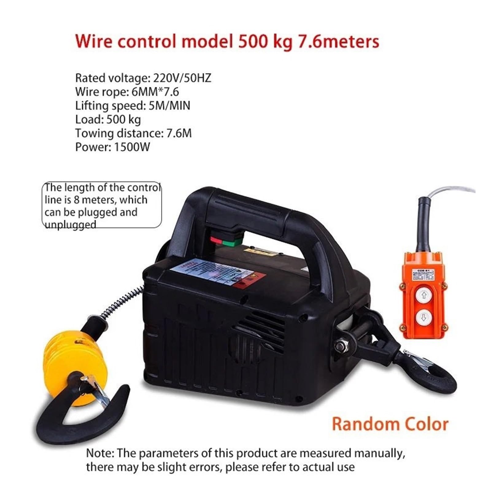 Paranco Elettrico Portatile Gru Per Uso Domestico Verricello A Mano A Fune Metallica 220V 100kg 200kg 300kg 500kg Paranco Elettrico Telecomandato Verricello