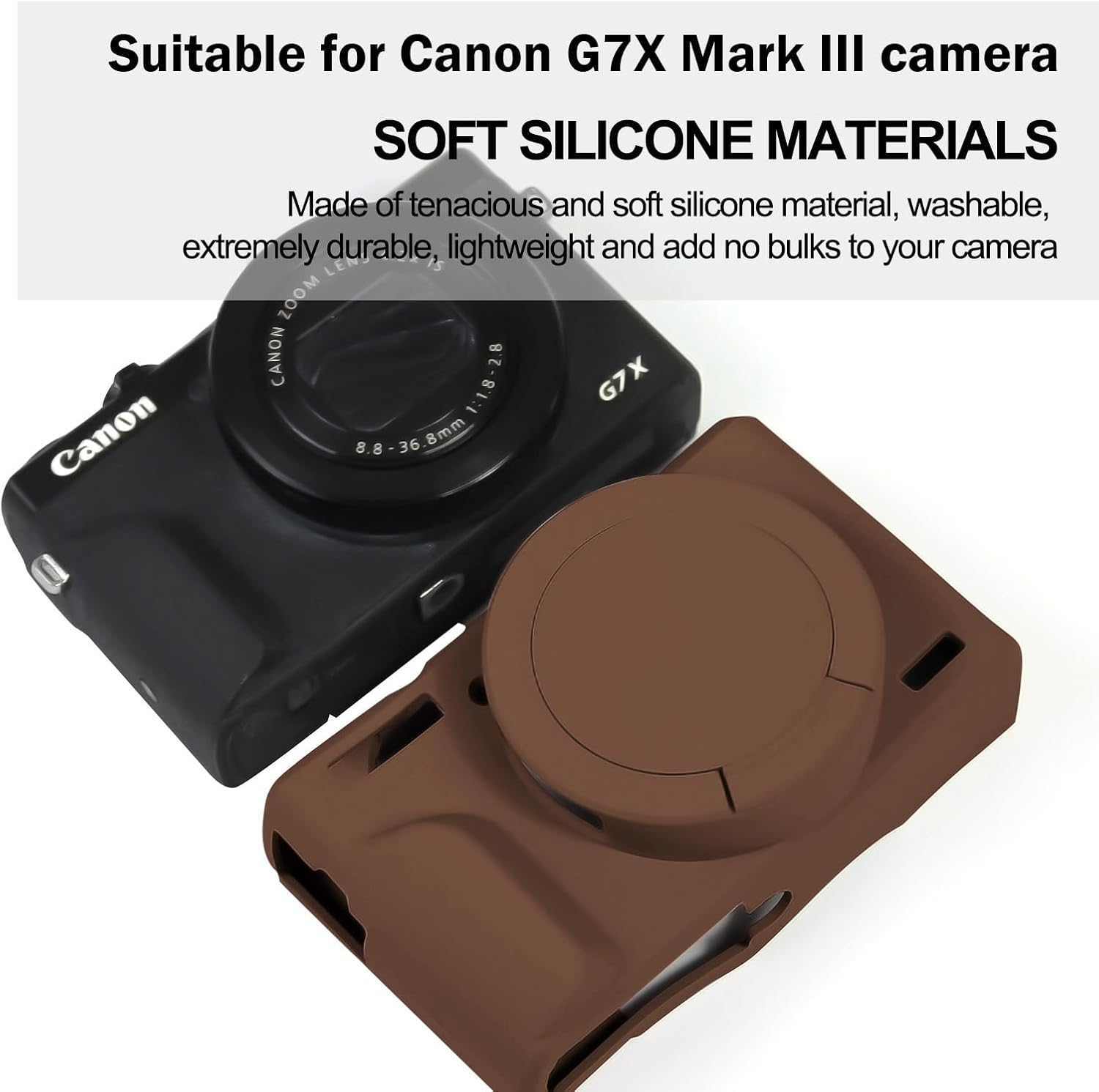 Easy Hood Case for Canon Powershot G7 X Mark III Digital Camera, Soft Silicone Protective Cover with Removable Lens Cover for Canon Powershot G7X Mark III DSLR Camera (Brown) - Image 5