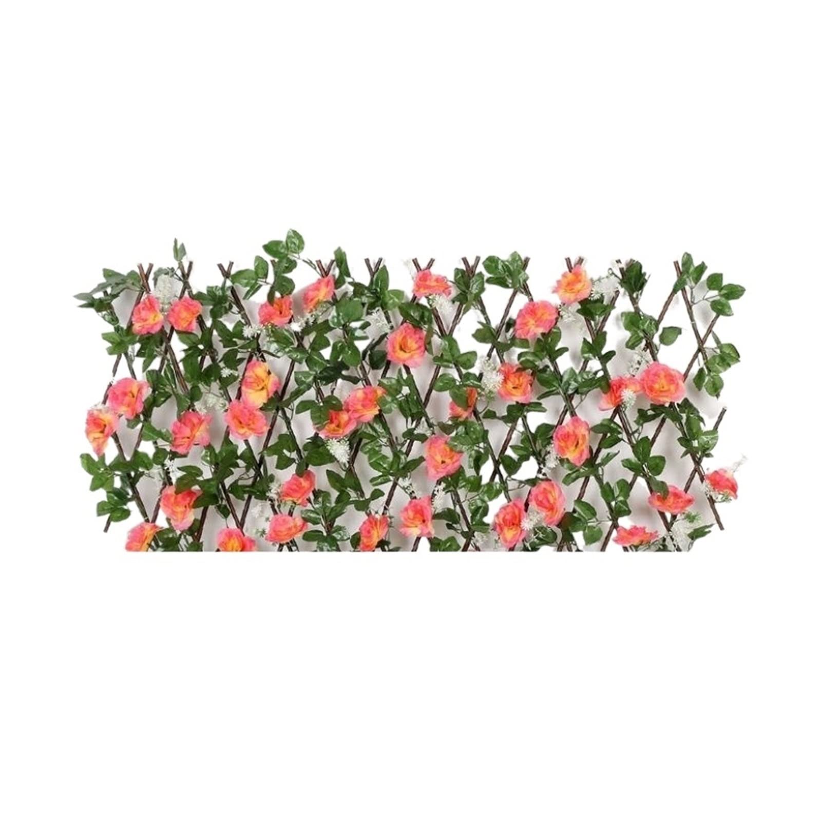 Uitbreidbaar houten latwerk met kunstmatige bladeren, bloemen, tuinhek