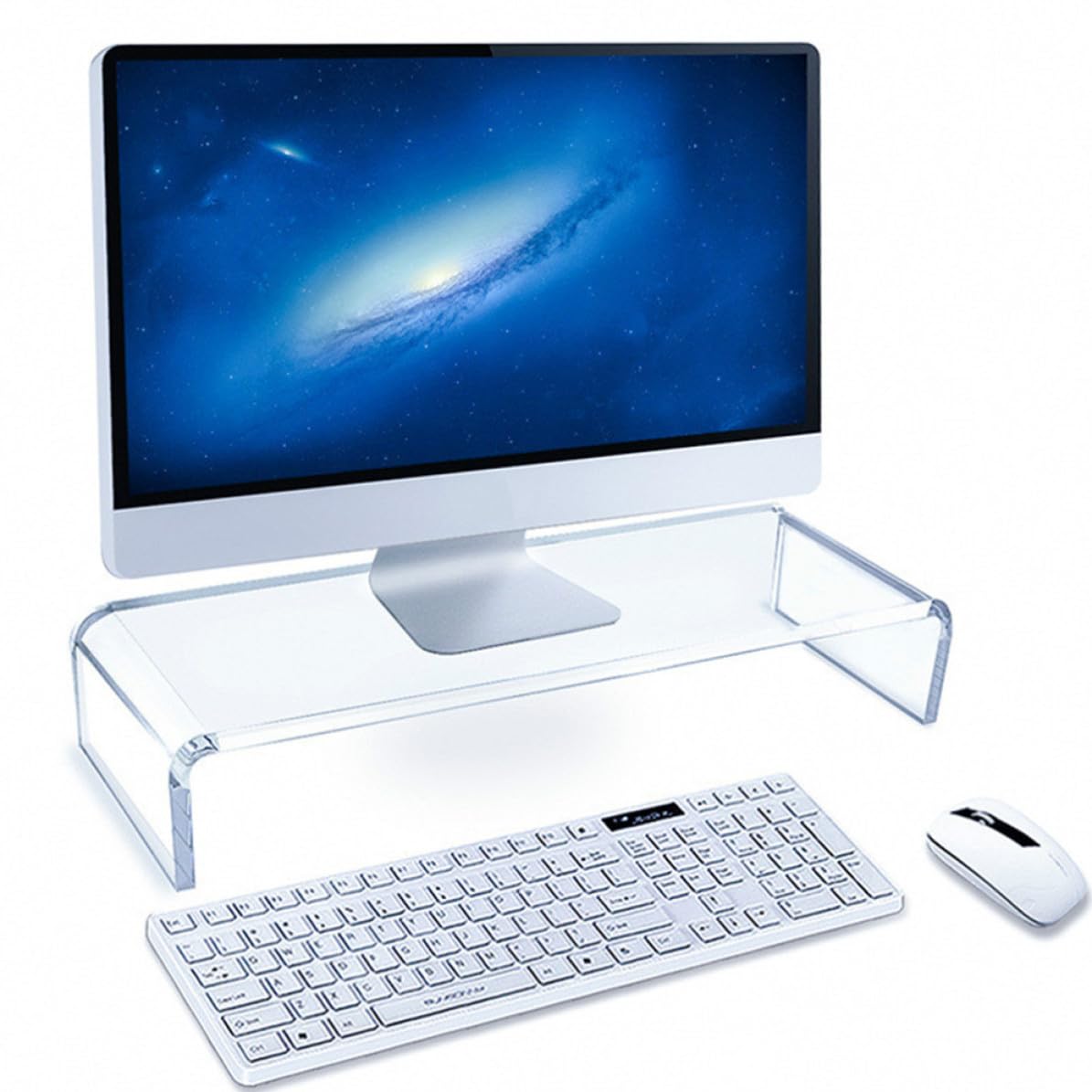 Kisangel Soporte de Acrílico Blanco para Monitor de Escritorio y Portátil