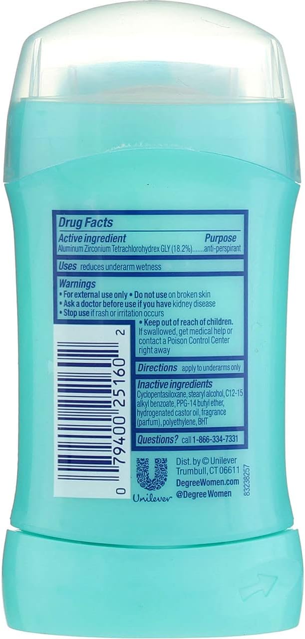 Degree Women Anti-Perspirant and Deodorant Invisible Solid, Shower Clean 1.6 oz (Pack of 5)