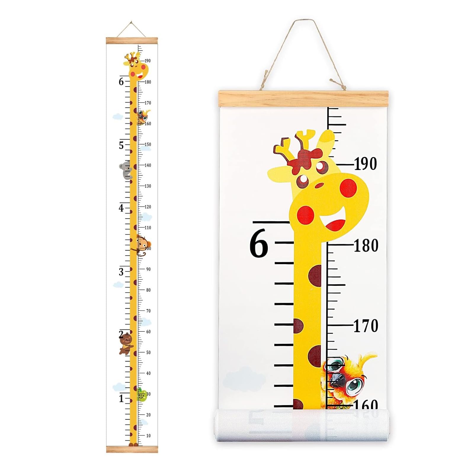 THE WHITE SHOP Growth Height Chart Handing Ruler Wall Decor for Kids, Canvas Removable Height Growth Chart 79" x 7.9" Height Chart for Wall Children Height Measuring Ruler Children's Room(Giraffe)