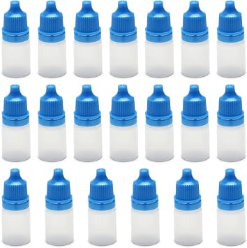 Bettomshin 20Pcs Plastic Dropper Bottle 5ml Small Mouth Drop Bottles Empty Squeezable Liquid Dropper Bottle Blue Cap Polyethylene Translucent