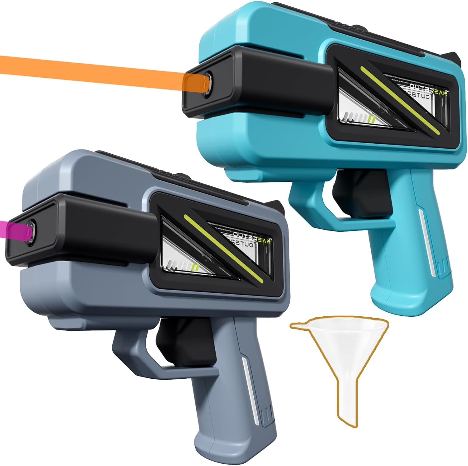 2 Pcs Beer Shooter for Party with Funnel and Games Manual, 4 oz Soda Shotgun, Long Range 16 ft Stream for Bachelor Party, White Elephant Gifts(Gray+Blue)