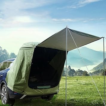 SUV Tailgate Tent with Awning Shade Waterproof Windproof Hatchback Camping Car Tent, Universal Fit Most SUV/MPV