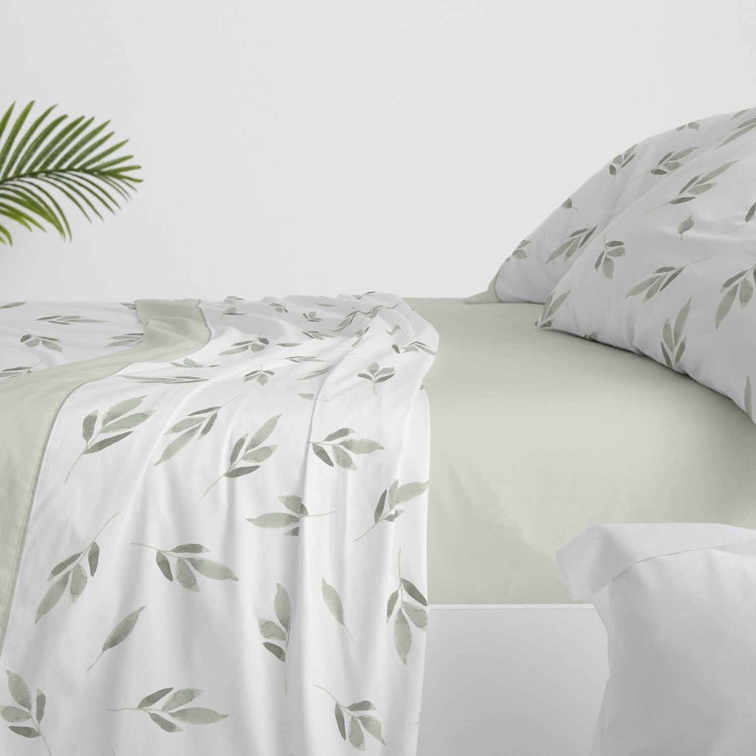 Burrito Blanco | Juego de sábanas Algodón | Cama de 150 a 160cm. (+Medidas Disponibles) | Diseño 632 | Color Verde (150-160x190/200cm.)