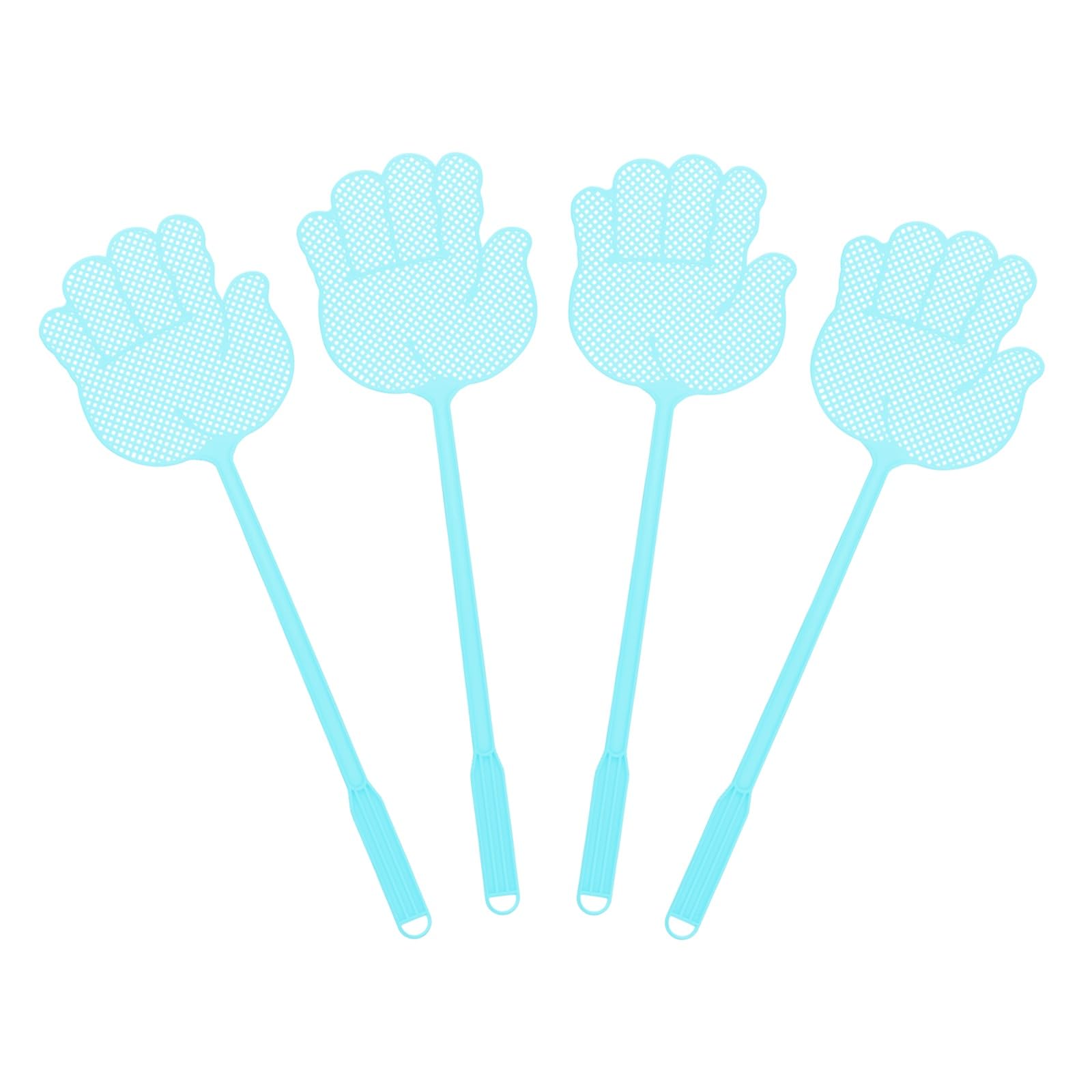 sourcing map 4pcs Fly Swatter 6"x5.7" Plastic Manual Heavy Duty Long Handle Fly Swatter for Home Indoor Outdoor, Blue