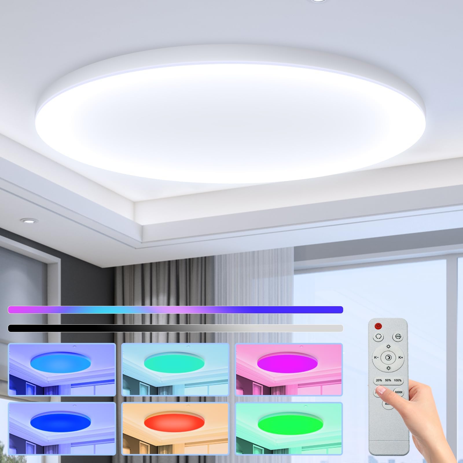 LED Ceiling Light Fixture, Black Thin LED Ceiling Lamp,Surface Mount