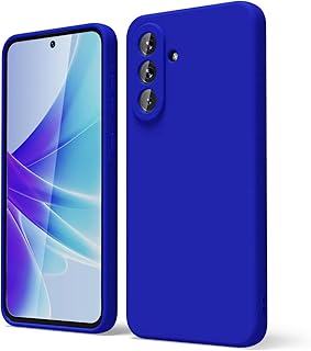 جراب سيليكون متوافق مع هاتف سامسونج جالاكسي A56 . مصنوع من السيليكون الناعم والمطاط مضاد للصدمات بلمسة نهائية غير لامعة وبطانة داخلية من القماش (ازرق ملكي)