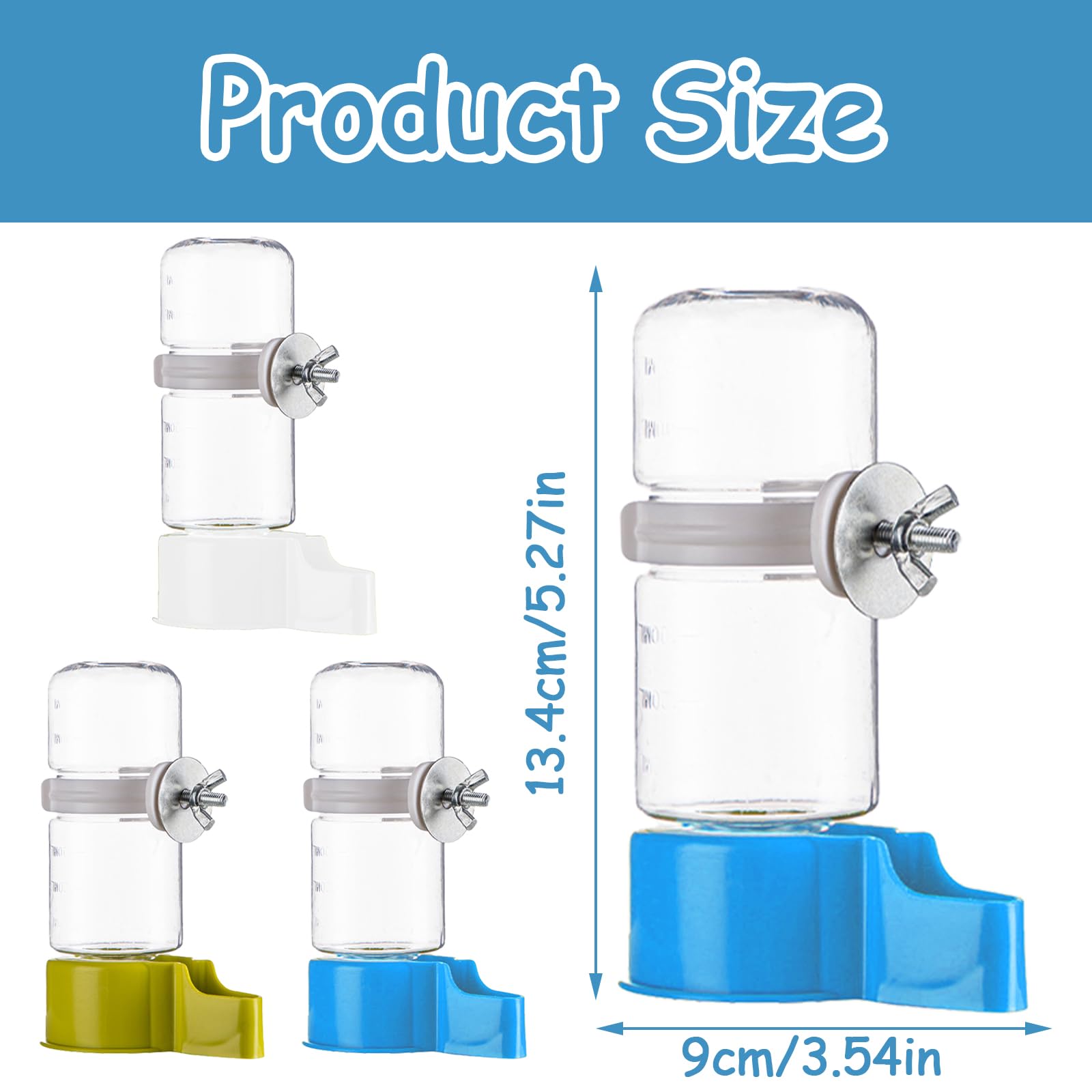 Lot de 3 abreuvoirs pour oiseaux - Distributeur d'eau automatique pour cage - Convient pour perruches, calopsittes inséparables (140 ml)