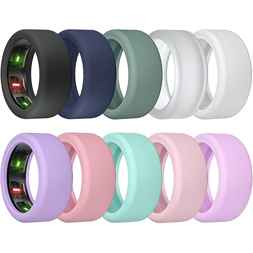 Ring Cover for Oura Ring Gen 4/ Gen 3, Anti-Scratch Elastic Silicone Oura Ring Case Protector for Men Women Working Out Gym (10Collors-3, S (6/7/8/9/10))