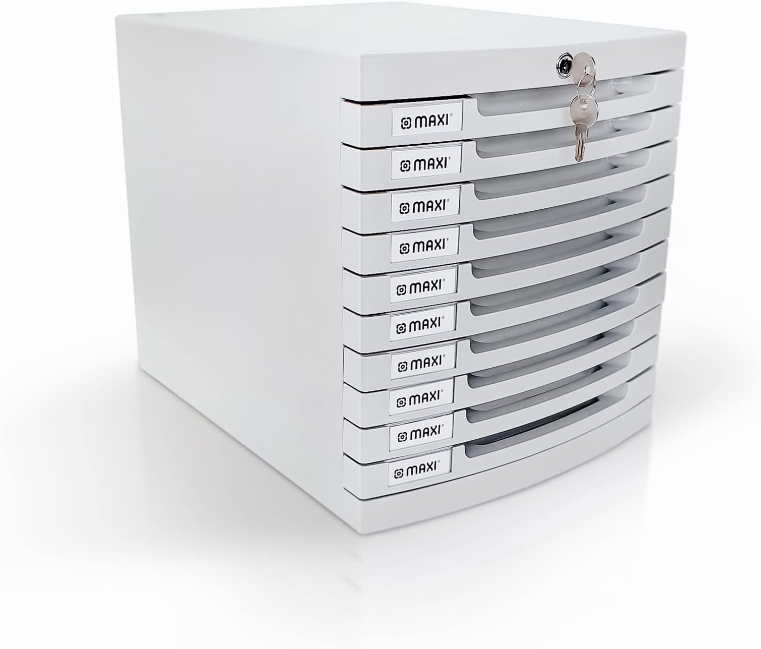MAXI Plastic Storage 10 Drawer With Lock, office file cabinets Filing for Home Drawers Flat Cabinet, Lockable Hold GREY MX-PS10