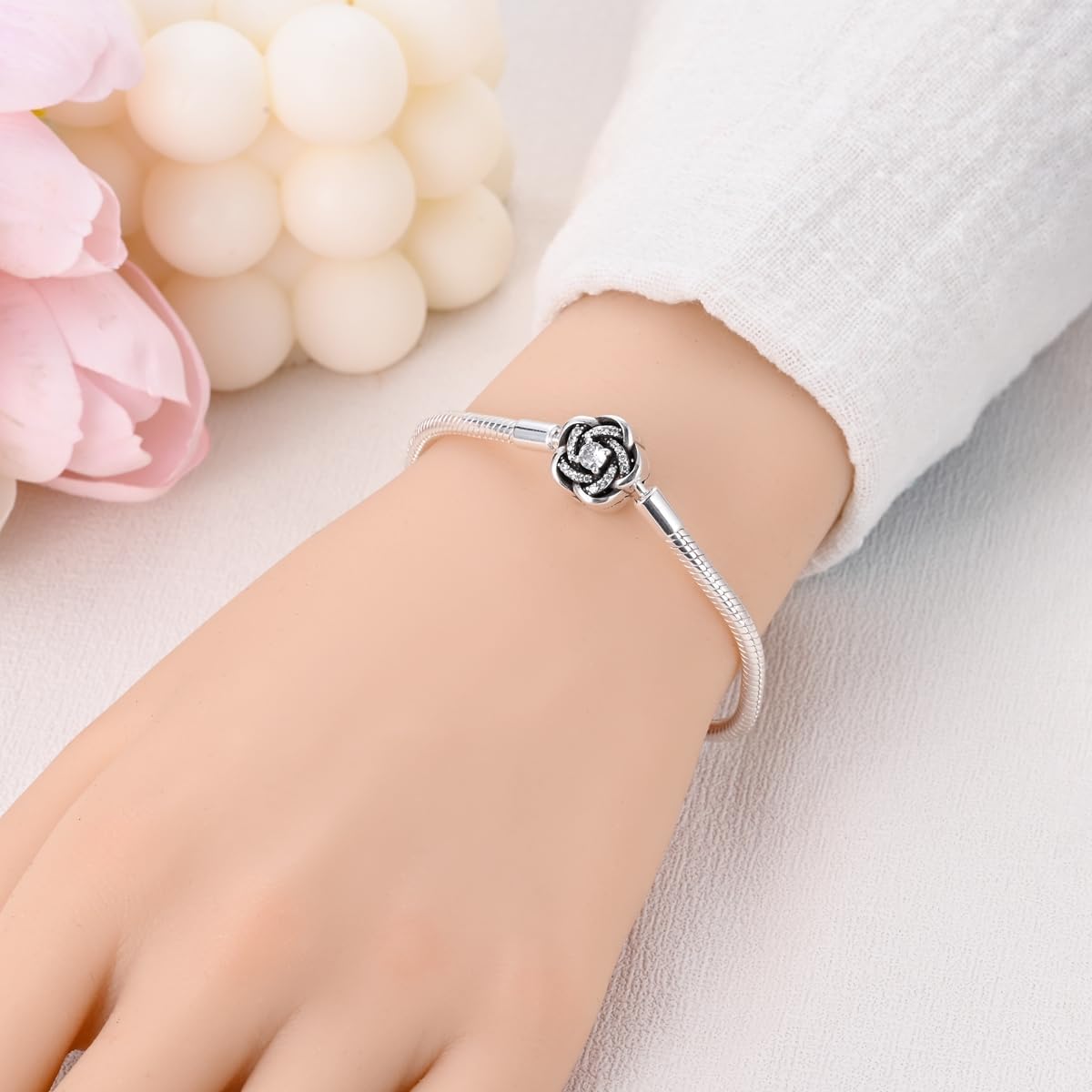 925 Sterling Silver Charms Bracelet for Women Love Heart Summer Ocean Iconic Moments Snake Chain Bracelet with Charm 5A Cubic Zirconia for Mother Daughter - Image 5