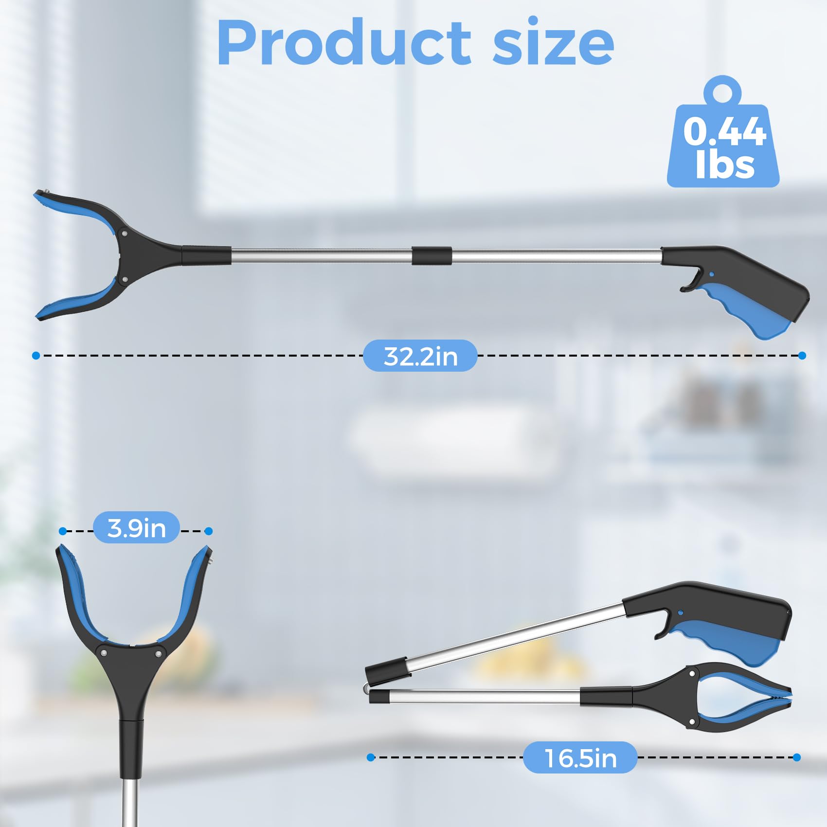 Greifzange für Senioren, 2 Stück, einfacher Griff, 81,3 cm langer Griff, faltbare Greifhilfe, Greifhilfe für Müll, ideal für ältere Menschen und Behinderte