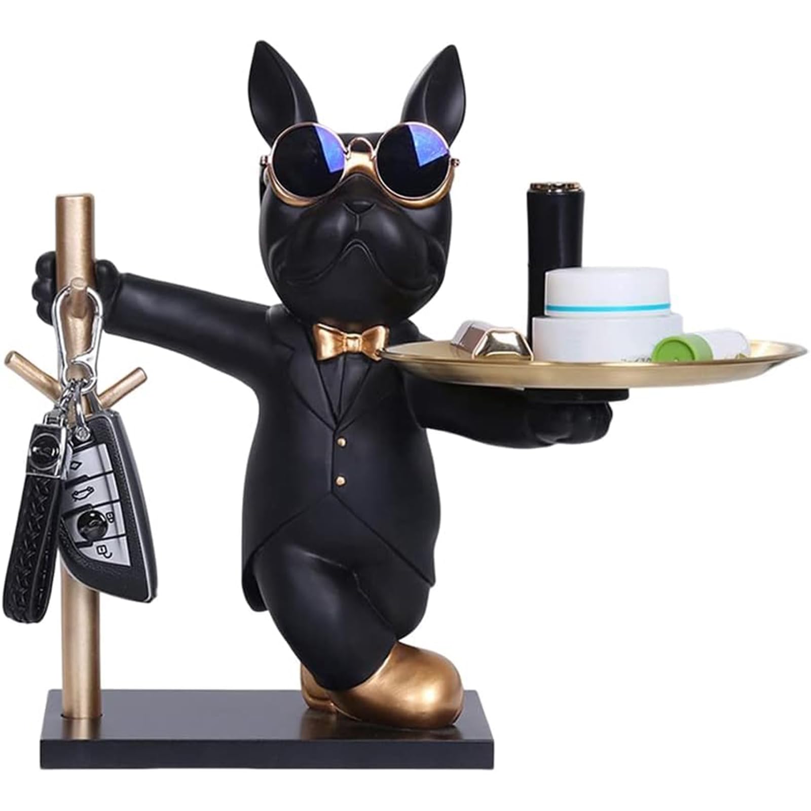 Cadeaux bouledogue français sculpture décorative avec plateau de rangement pour anniversaire