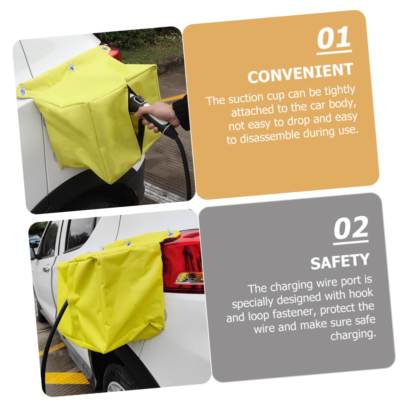 Housse de Protection Jaune pour Chargeur de Véhicule Électrique Résistante à Neige Gel Imperméable en Tissu Oxford pour Usage Extérieur en Hiver