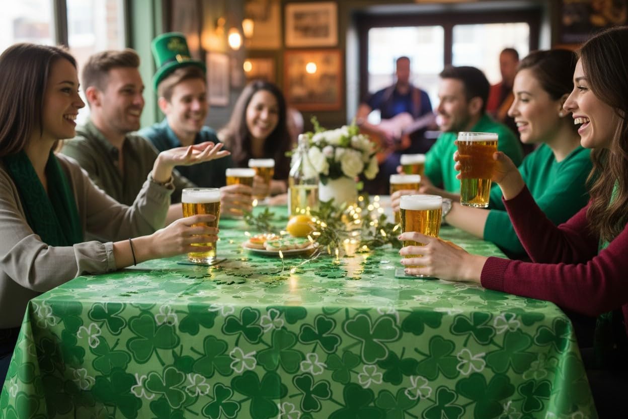 St. Patrick's Day Vinyl Flannel Backed Tablecloth, Traditional Sham, 52x90" image 3